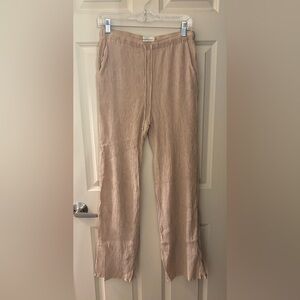 Abercrombie & Fitch Crinkle Drawstring Casual Pants in Beige, Size M